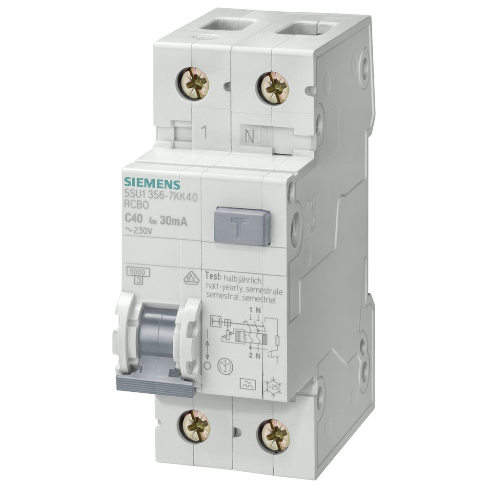 FI/LS-Schalter 5SU1, 1P+N, 2TE, 6 kA, 30 mA