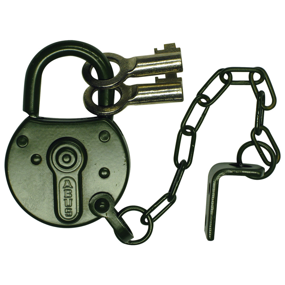 Hangschloss Armeeschloss Bundeswehr oliv mit Kette, Durchmesser 40 mm