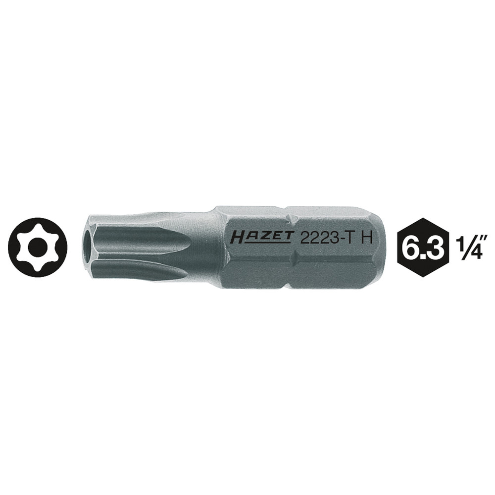 Bit 2223-T40H - Sechskant massiv 6,3 (1/4 Zoll) - Tamper Resistant TORX Profil