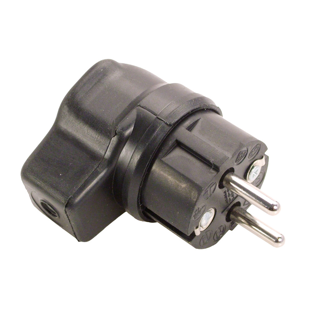 SCHUKO-Vollgummi-Winkelstecker, IP44, schwarz