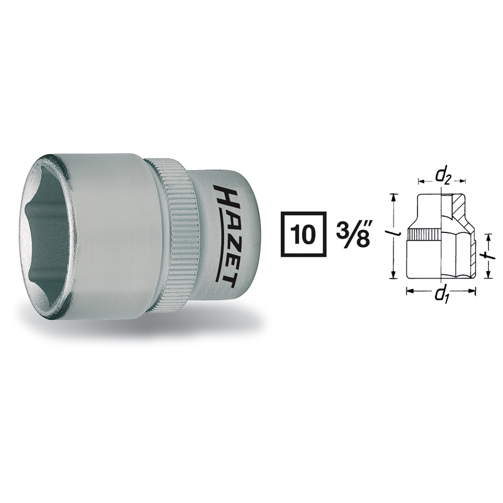 Steckschlüssel-Einsatz (6kt.) 880-17 - Vierkant hohl 10 mm (3/8 Zoll) - Außen-S