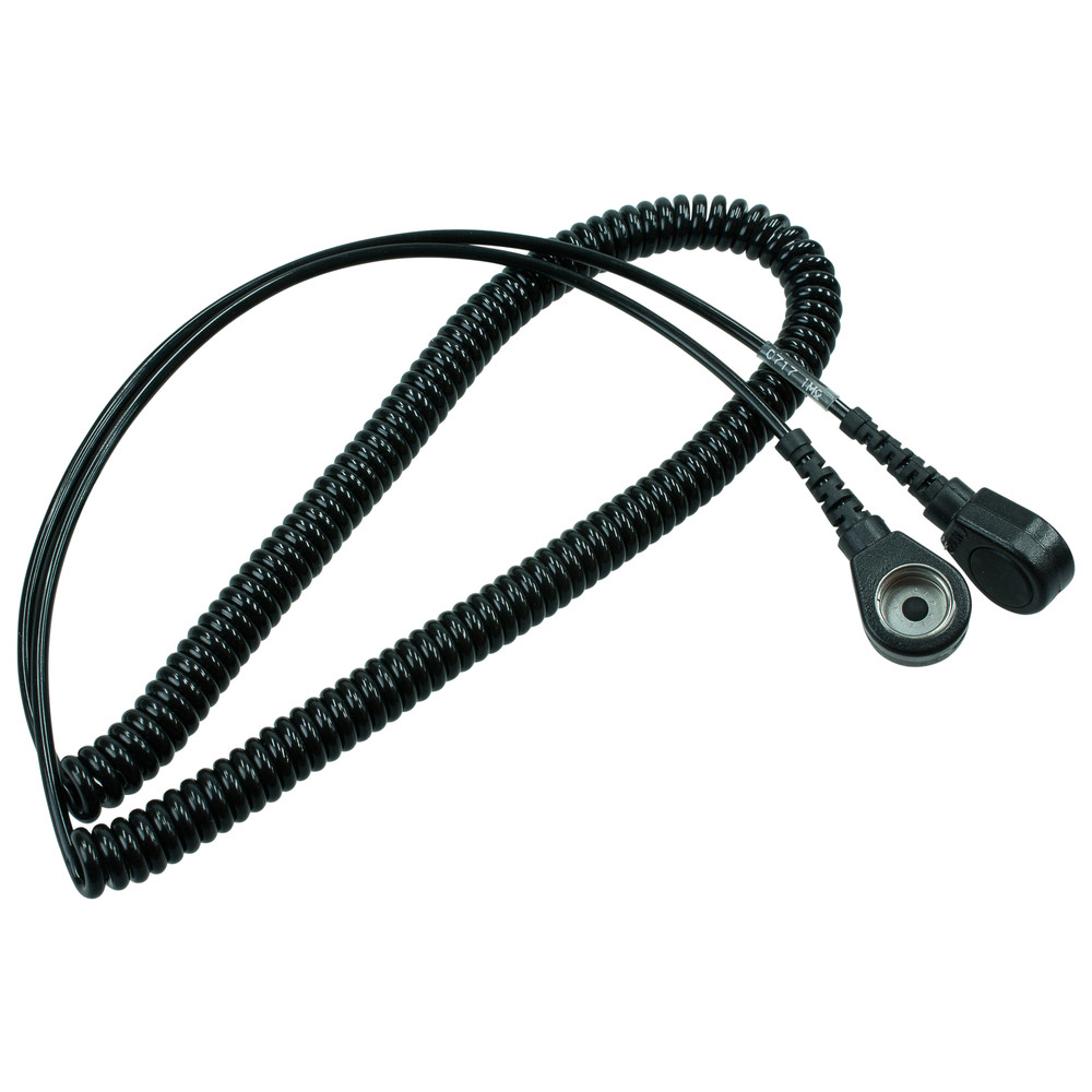 WETEC Spiralkabel mit Druckknopf, ESD, schwarz, 10/10 mm, 2,4 m