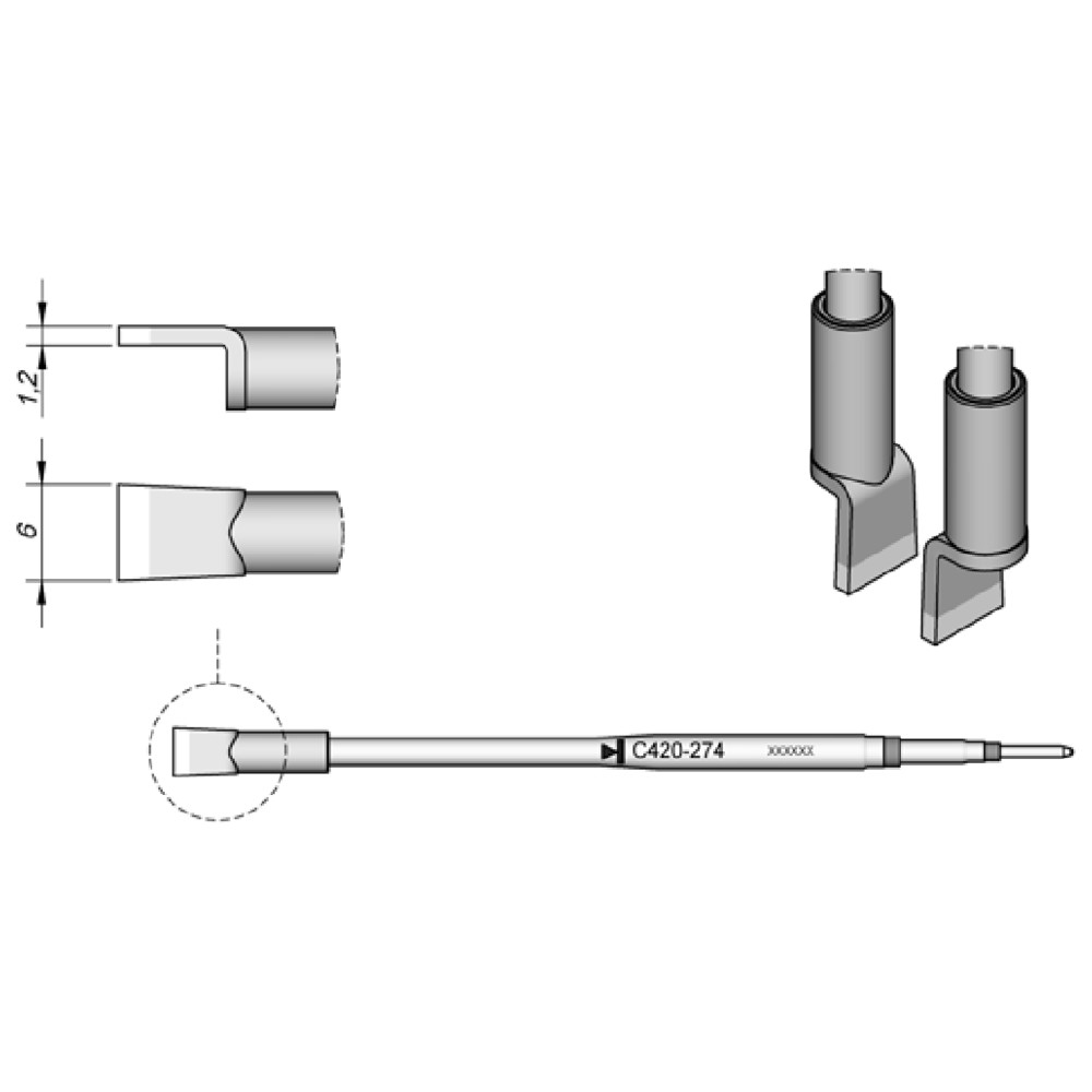 JBC Lötspitze Serie C420, C420274/6,0 mm, für Dual-In-Line-IC