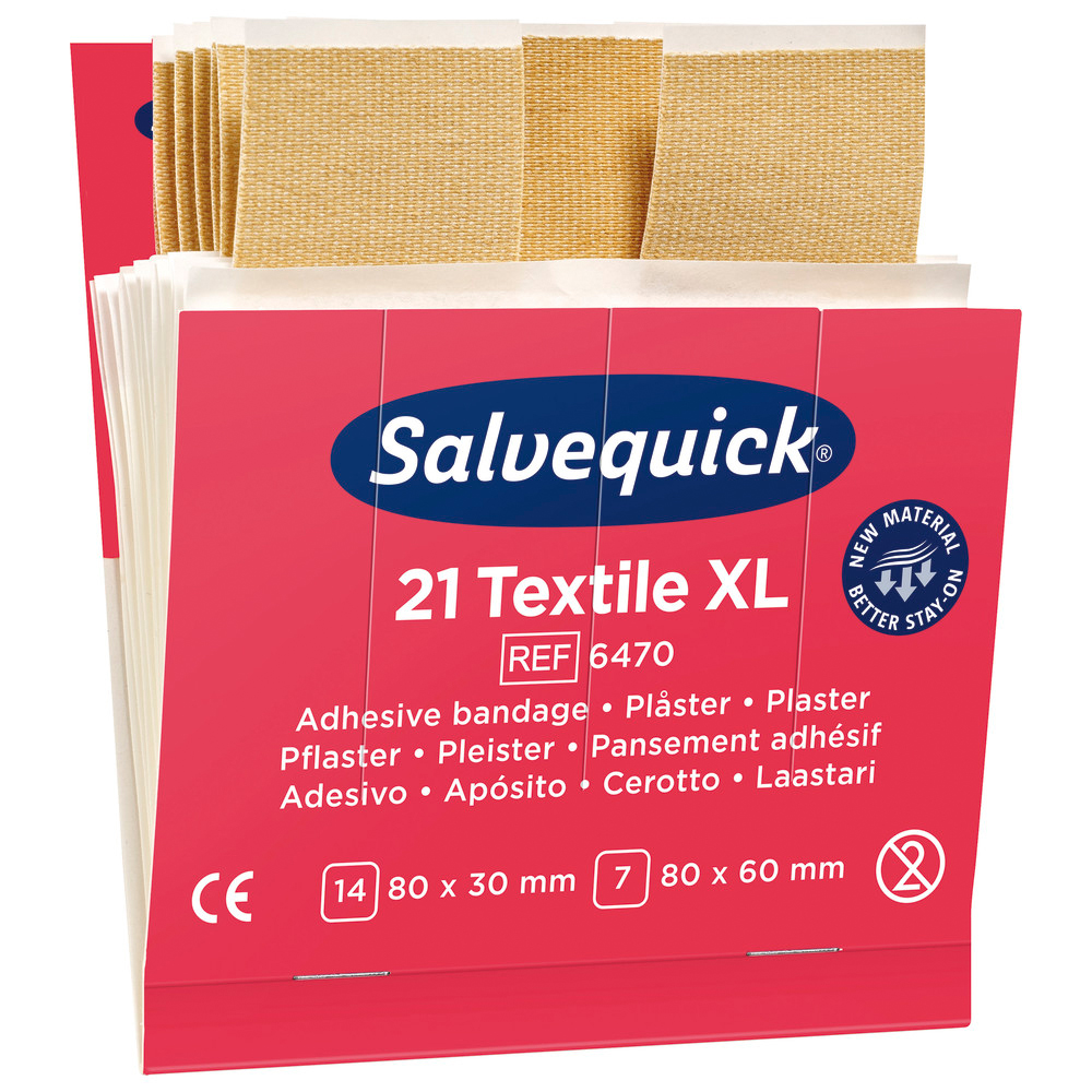 Salvequick Nachfüllsortiment 6 x 21Pfl.Textil extra groß